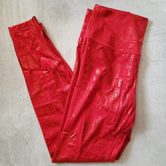 Lululemon Wunder Under HR 20 YR Manifesto Red Sz 10 - Picture 1 of 6